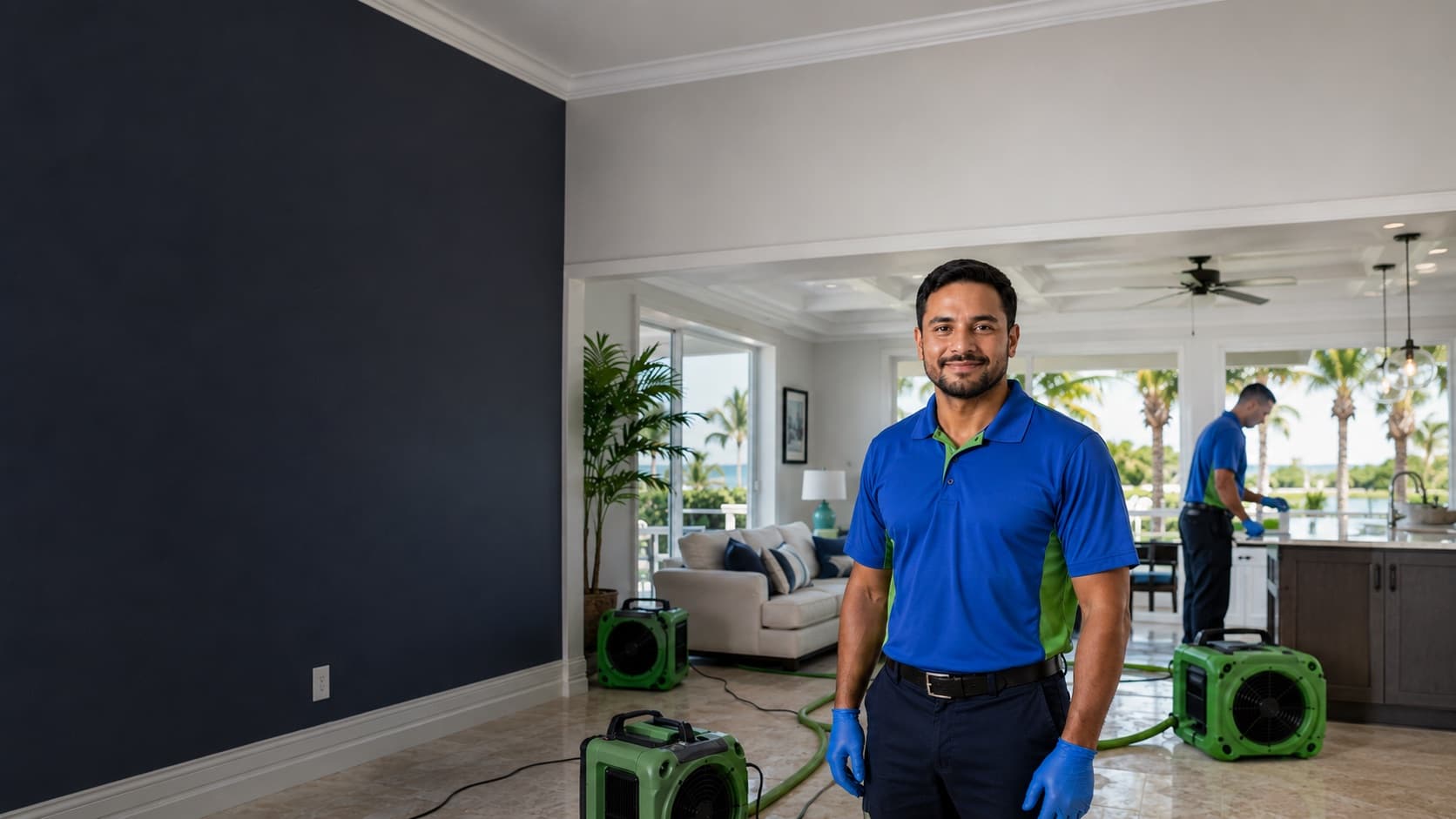 EZR water damage restoration crew on site in Port St. Lucie, FL